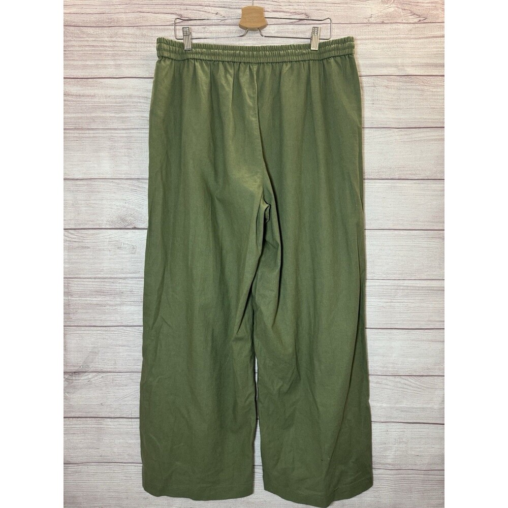 J CREW Casual Linen Blend Pants Size 14 GREEN OLIVE - Picture 2 of 8
